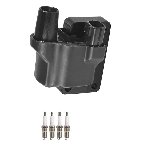 Set of 1 ISA Ignition Coil + 4 Spark Plugs Compatible with 1993-1996 Nissan Altima XE Sedan 4-Door 2.4L 2389CC l4 Replacement for UF118