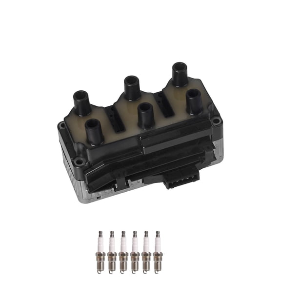 Set of 1 ISA Ignition Coil + 6 Spark Plugs Compatible with 1993-1994 Volkswagen Corrado SLC Coupe 2-Door 2.8L 2771CC V6 Replacement for UF163