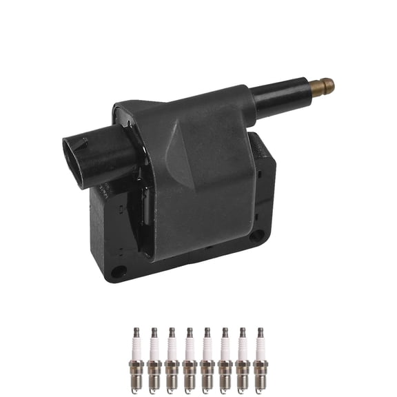 Set of 1 ISA Ignition Coil + 8 Spark Plugs Compatible with 1991-1997 Jeep Wrangler 2.5L L4 -cc 150ci Replacement for UF97