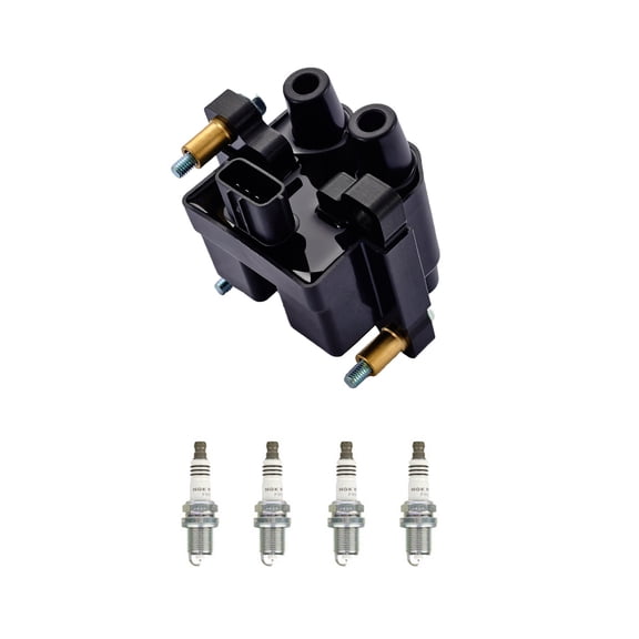 Set of 1 ISA Ignition Coil and 4 NGK Ruthenium Spark Plugs Compatible with 2008-2009 Subaru Impreza, Legacy, Outback Replacement for UF538