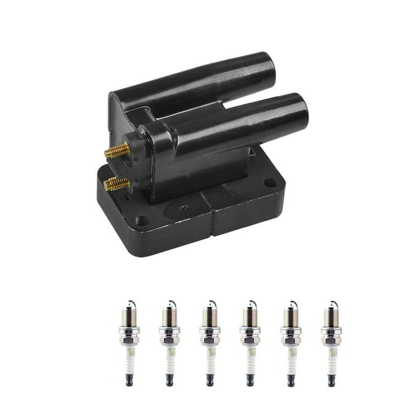 Set of 1 ISA Ignition Coil and 6 NGK Spark Plugs Compatible with 1992-1995 Mitsubishi Diamante 3.0L V6 2972cc 181ci Replacement for UF143