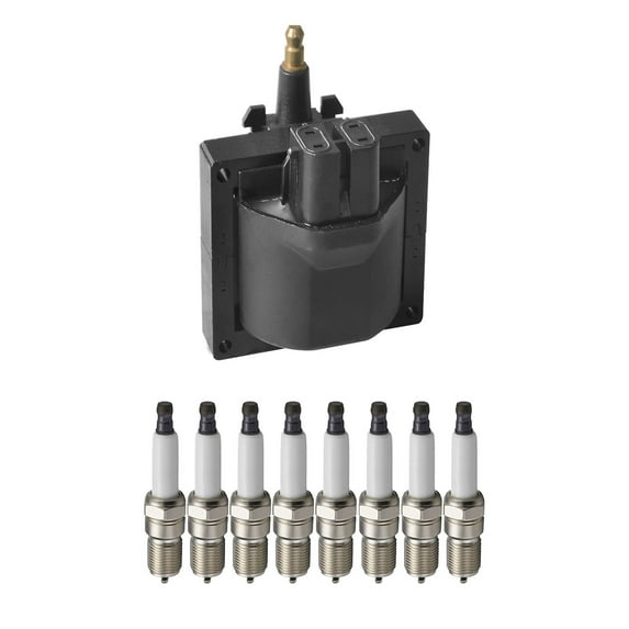 Set of 1 ISA Ignition Coil and 8 ISA Spark Plugss For 1986 Oldsmobile Calais 2.5L L4 Replacement for DR37