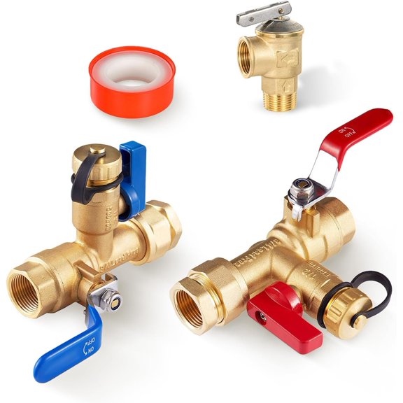 (Set of 1 Kit) 3/4" FIP X 3/4" FIP IPS Isolator Tankless Water Heater Service Valve Kit, with Valve (TOOL028)