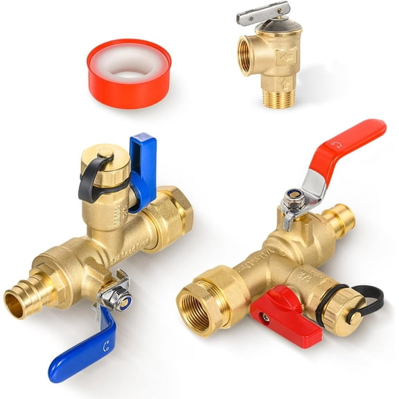 (Set of 1 Kit) 3/4" FIP X 3/4" PEX-A Expansion IPS Isolator Tankless Water Heater Service Valve Kit, with Valve (TOOL054)