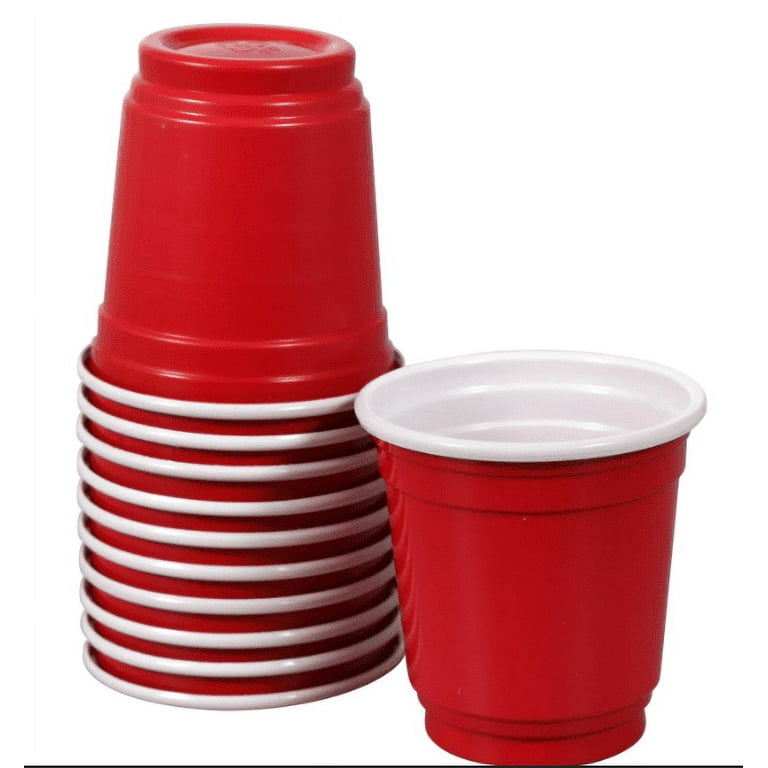 120ct Mini Red Cups 2oz Plastic Disposable Shot Glasses Party Shooter Jello