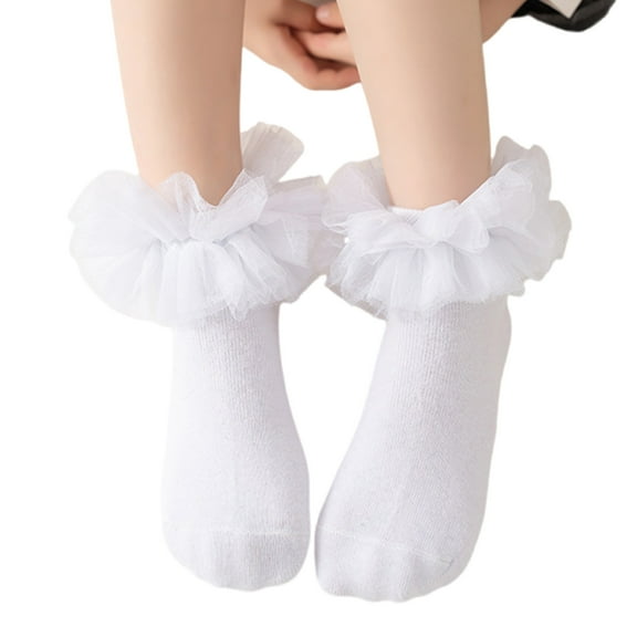 Set of 1 Pair Baby Short Socks with Large Ruffle Trim for Spring and Fall 1 to 10  Year Kids Ankle Socks Comfortable