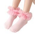 thumbnail image 1 of Set of 1 Pair Baby Short Socks with Large Ruffle Trim for Spring and Fall 1 to 10+ Year Kids Ankle Socks Comfortable, 1 of 8