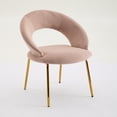 thumbnail image 1 of Set of 1 Velvet Dining Chairs with Curved Backrest and Golden Metal Legs for Kitchen or Dining Room (Pink), 1 of 11