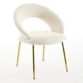 thumbnail image 1 of Set of 1 Velvet Fabric Dining Chairs with Curved Backrest and Golden Metal Legs for Kitchen or Dining Room (Beige), 1 of 12