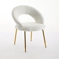 thumbnail image 1 of Set of 1 Velvet Fabric Dining Chairs with Curved Backrest and Golden Metal Legs for Kitchen or Dining Room (White), 1 of 11
