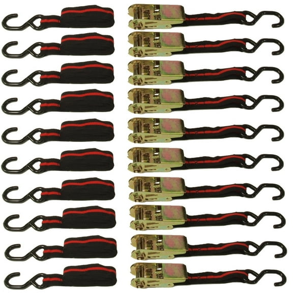 Set of 10 1" x 10' RATCHET TIE DOWN STRAPS Ratcheting Tow Straps ATV Motorcycle
