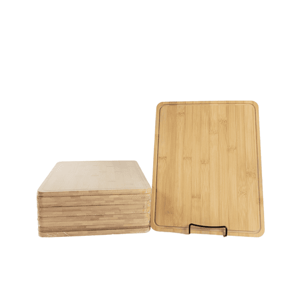 (Set of 10) 14"X11" Thick Sturdy Bulk Plain Bamboo Serving tray, Platter, Cutting Board with Juice Groove