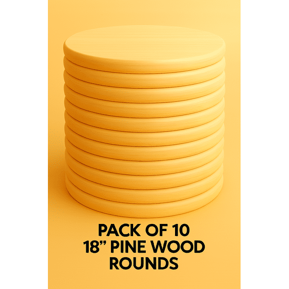 Set of 10-18 inch Pine Wood Rounds – ¾ Inch Thick Natural Unfinished Discs for DIY Crafts, Wood Burning, Wedding Decor & Rustic Projects