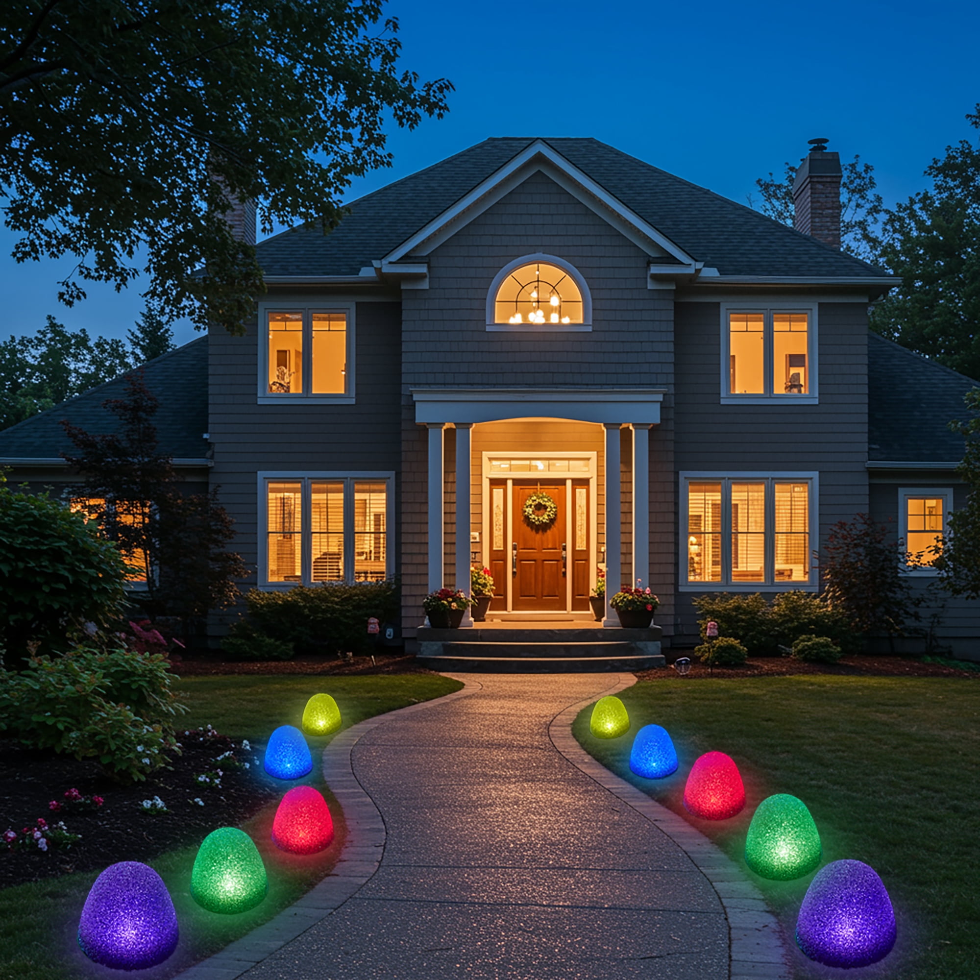 Sumind 18ft Christmas Pathway Lights – 10 Retro Bubble Light Bulbs, Connectable, Waterproof Outdoor Walkway Lights