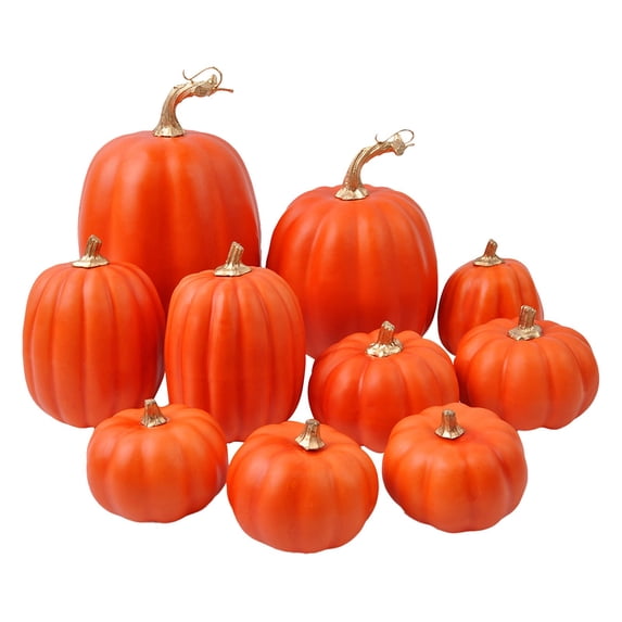 Set of 10 Artificial Dark Blue Pumpkins – Assorted Sizes for Fall Thanksgiving Halloween Table Centerpiece and Shelf Decor