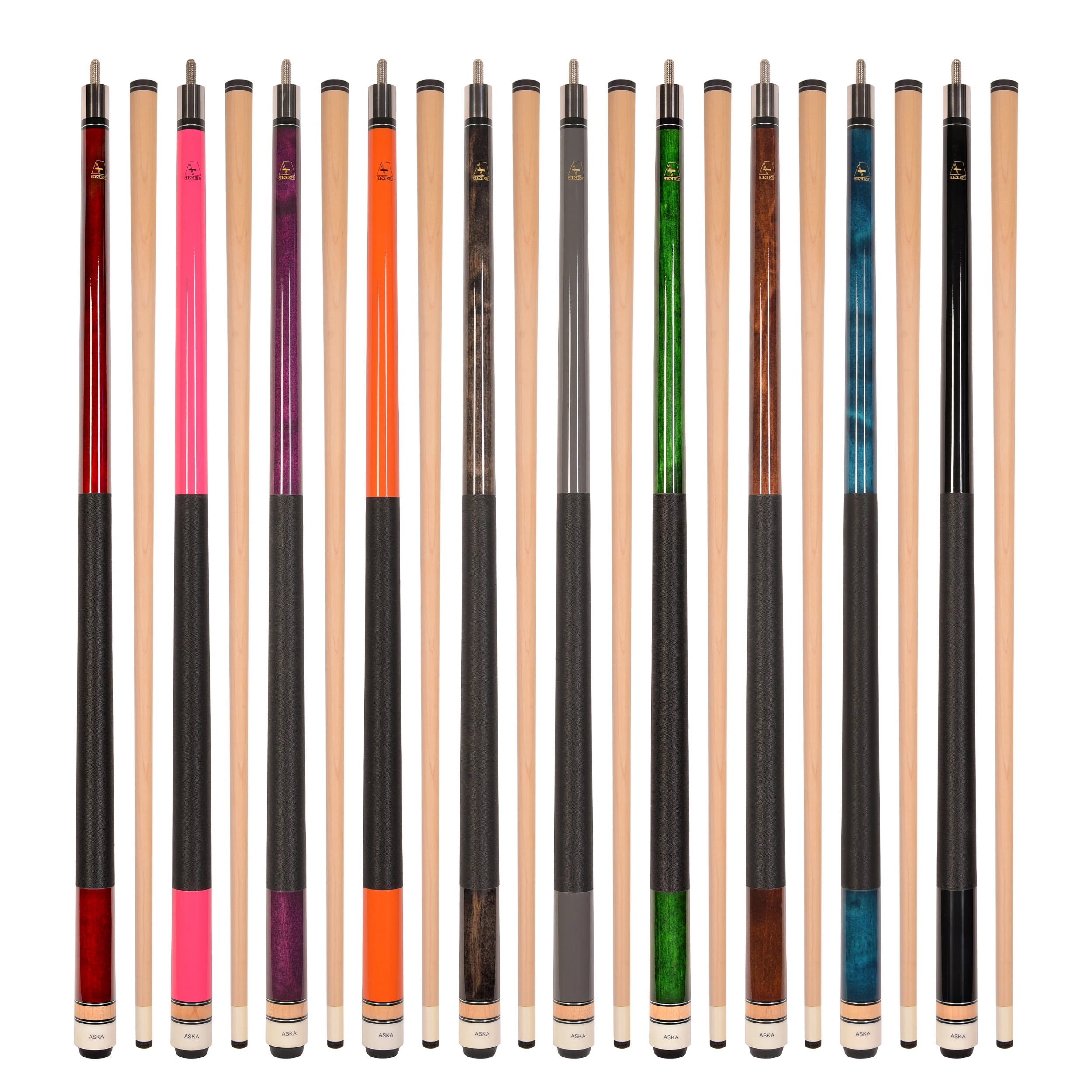 Set of 10 Aska L2 Billiard Pool Cues, 58 Hard Rock Canadian Maple, 13mm