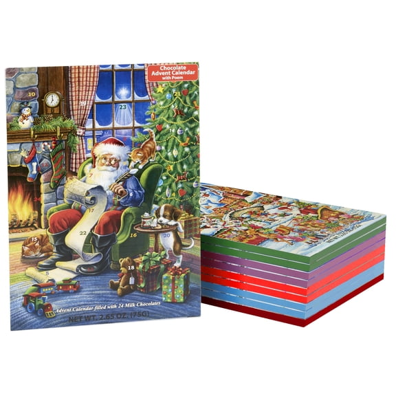 Set of 10 Assorted Chocolate Advent Calendars - Fun & Whimsical Designs - Christmas Countdown with a Sweet Treat Each Day