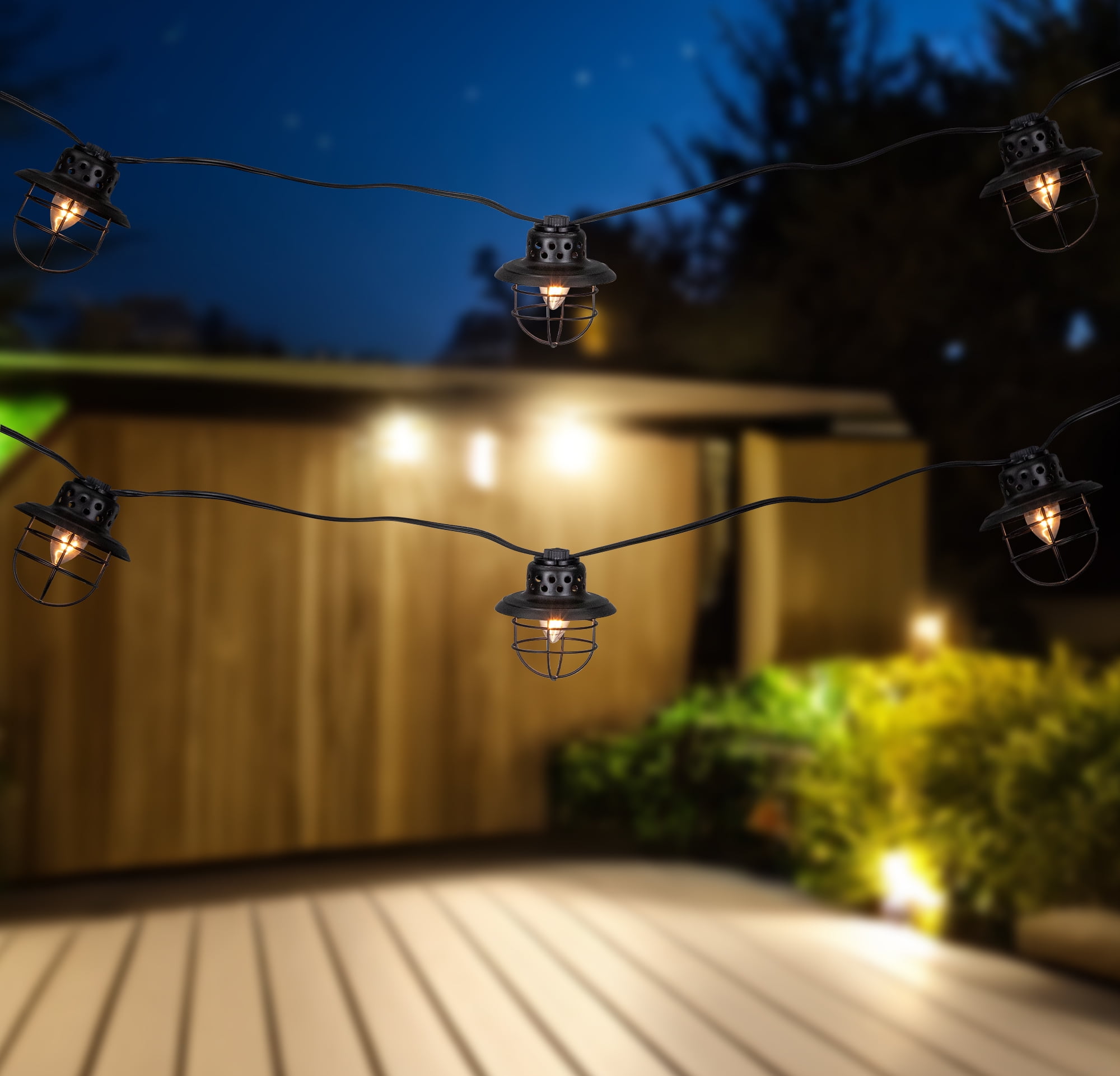 Northlight Fisherman Lantern Indoor Outdoor Patio Light Set – 9' Black Wire - 10ct