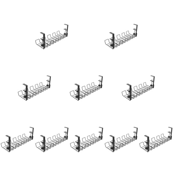 Set of 10 Cable Management for Desk Office under Table Shelf Wire Tray