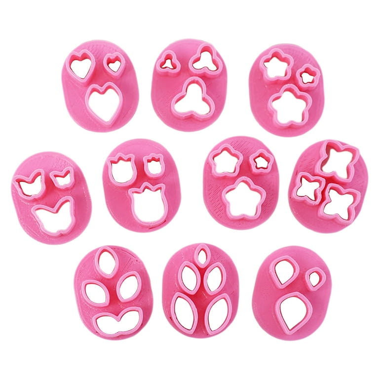 Reheyre Set of 10 Ceramic Earring Molds Easy-Release and Durable Tools for DIY Handmade Clay Earrings, Pink