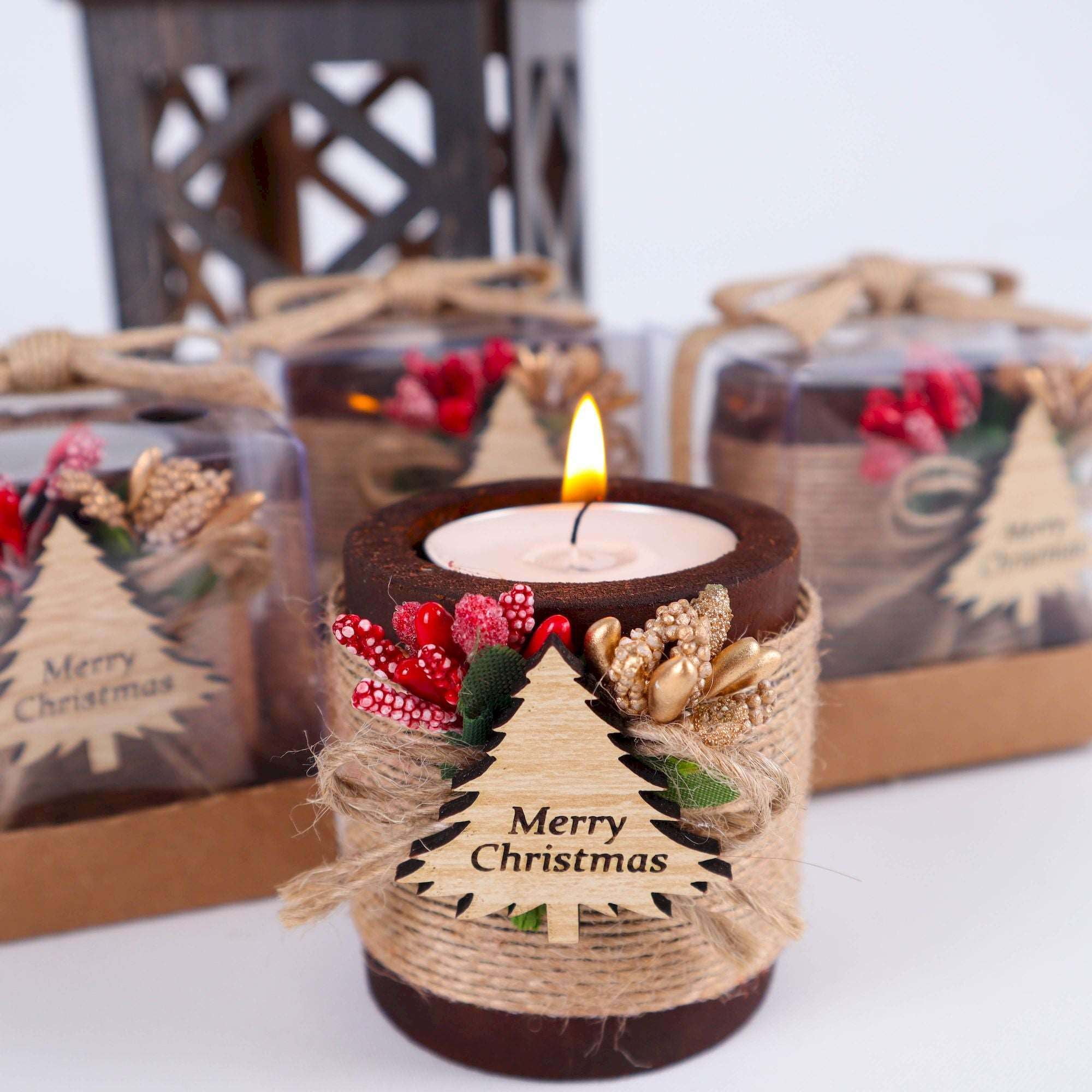 Set of 10 Christmas Wooden Candle Holder Gift, Noel New Year Xmas Favors -  Walmart.com, image size:2000x2000