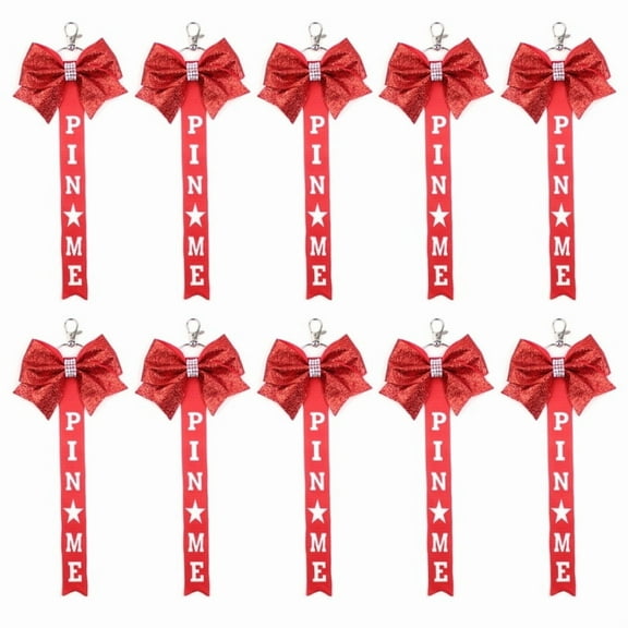 Set of 10 Colorful Cheerleading Keychains Polyester Cheer Bows Ribbon Keyring Accessory for Sporty Girls and Teens