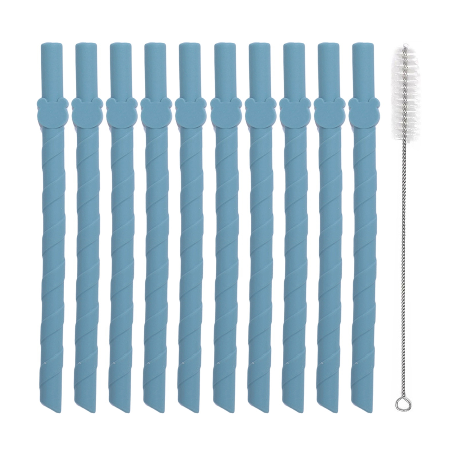 Set of 10 Colorful Reusable Silicone Straws EasytoClean, BPAFree