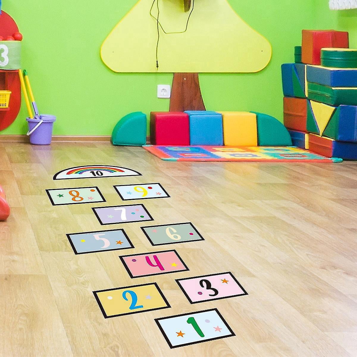 Set of 10 creative number grid game floor and wall stickers cartoon