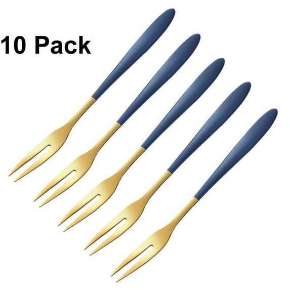10 Pieces Stainless Steel Fruit Forks Cocktail Forks Two Prong Forks Tasting Appetizer Forks