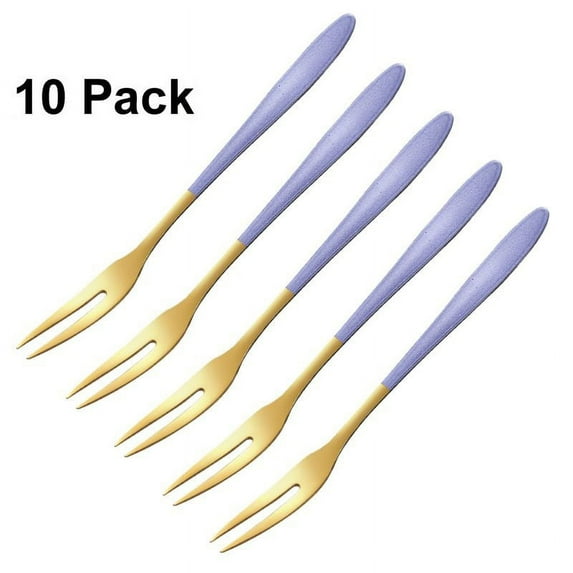 10 Pieces Stainless Steel Fruit Forks Cocktail Forks Two Prong Forks Tasting Appetizer Forks