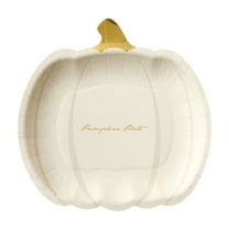 Set of 10 Disposable Pumpkin Shaped Paper Plates with Gold Foil and Eco-Friendly Material, Tableware for Autumn Celebrations and Gatherings