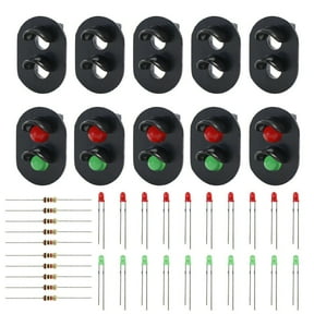 Set of 10 For Railway Signal Heads with 3mm LED Illumination for HO and OO Scale Model Railroads and Train Dioramas