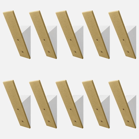 Set of 10 Gold Wall Coat Hooks, High End White Wood & Gold Metal Mid-Century Modern Heavy Duty Hooks for Coats, Hats, and Towels