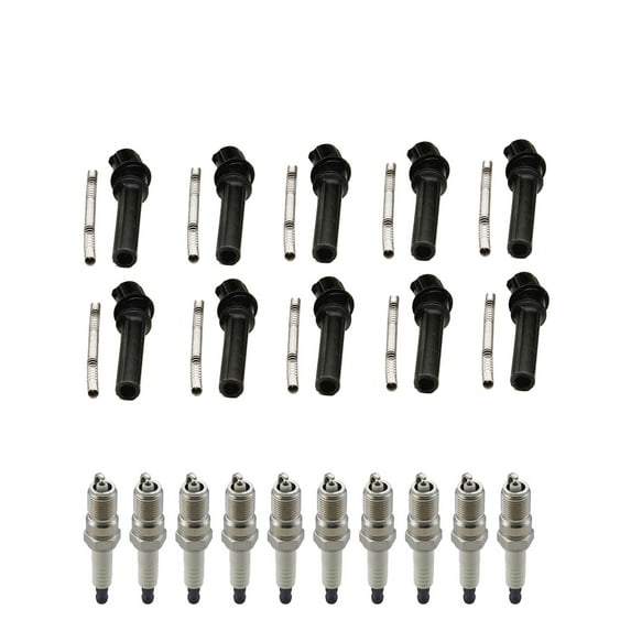 Set of 10 ISA Brand Ignition Coil Boots and Spark Plugs Compatible with 2006 Ford Explorer 4.0L V6 Replacement for DG508