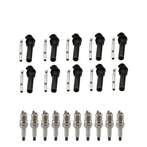 Set of 10 ISA Brand Ignition Coil Boots and Spark Plugs Compatible with 2007 2008 2009 2010 2011 Lincoln Town Car 4.6L V8 Replacement for DG508