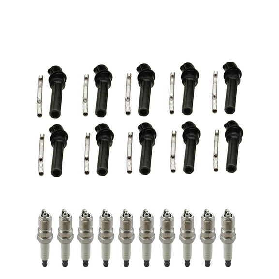 Set of 10 ISA Brand Ignition Coil Boots and Spark Plugs Compatible with 2007 2008 2009 Ford F150 4.6L V8 Replacement for DG508