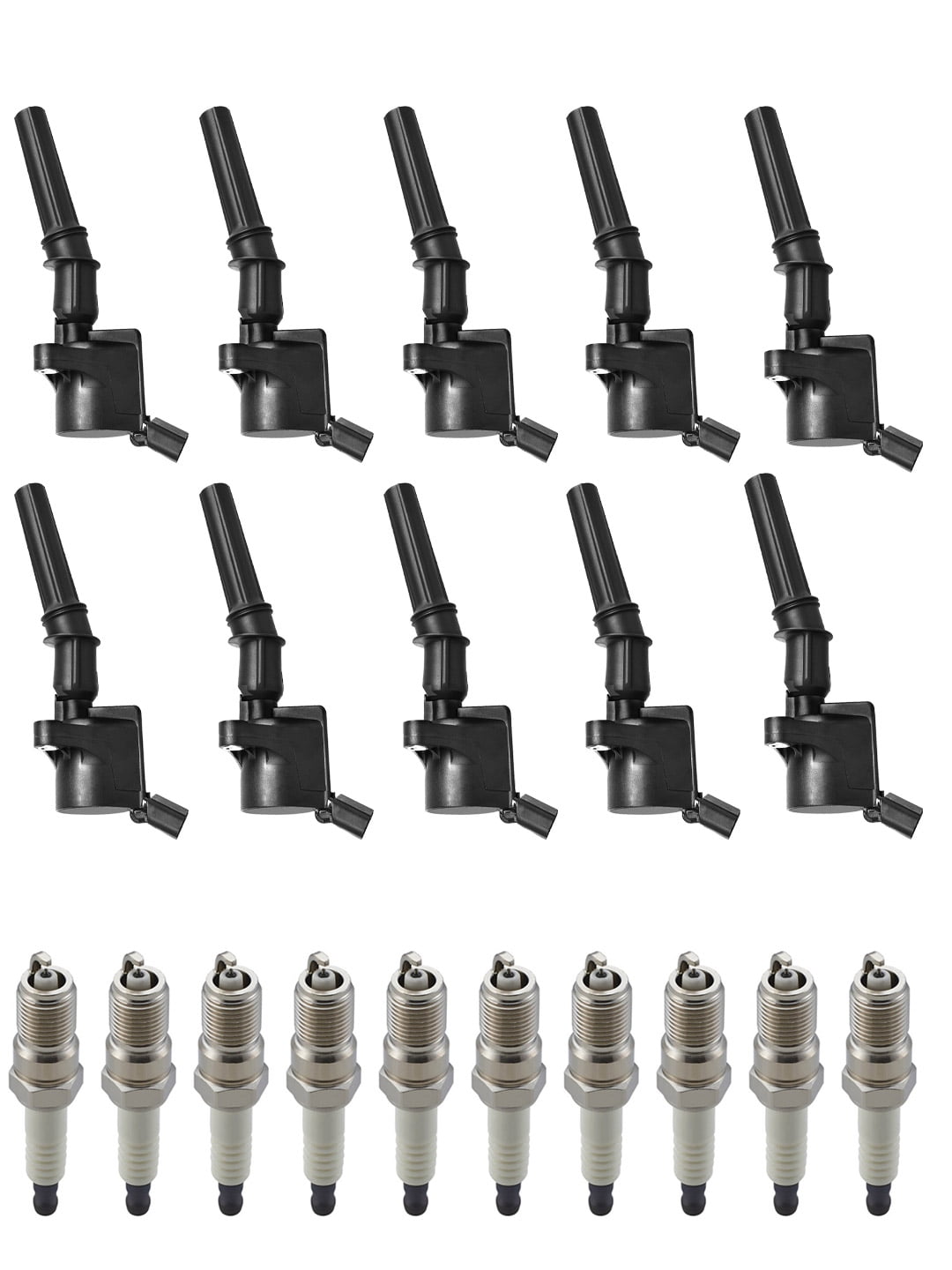 Set of 10 ISA Brand Ignition Coils and Spark Plugs Compatible with 2006 2007 2009 2010 Ford Crown Victoria 4.6L V8 Replacement for DG508