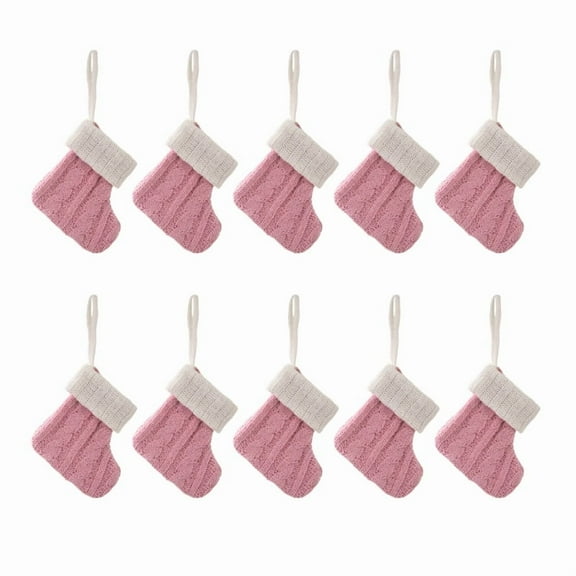 Set of 10 Knitted Christmas Socks Large Capacity Stocking Handmade Present Bag Hanging Ornament for Family Celebration