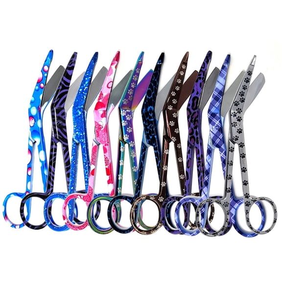 Set of 10 Lister Bandage Scissors 5.5" Stainless Steel with Assorted Pattern-FIG 3