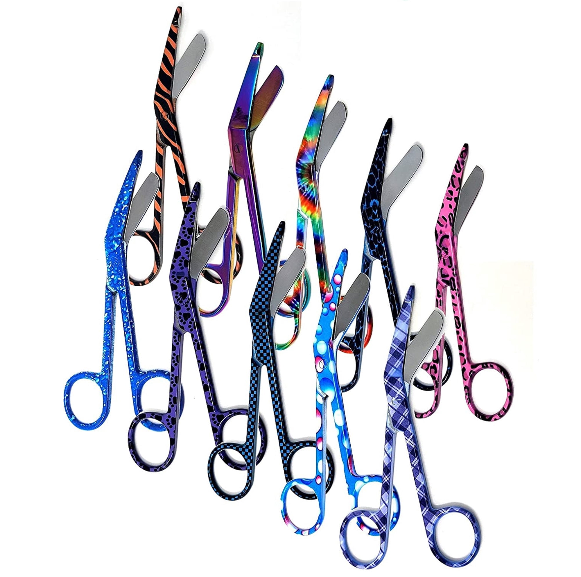 Set of 10 Lister Bandage Scissors 5.5" Stainless Steel with Assorted Pattern-FIG 4