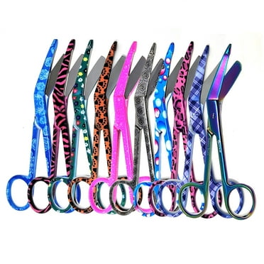 Set of 10 Lister Bandage Scissors 5.5" Stainless Steel with Assorted Pattern-FIG 7