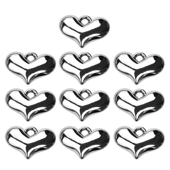 Set of 10 Love Heart Pendants for Keychains Necklaces Bracelets Accessories Charm for Enthusiasts