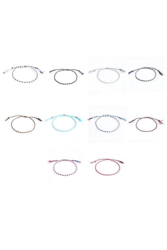 Set of 10 Multicolored Woven Friendship Bracelets Adjustable Anklets Woven Bracelets Colorful Bracelets