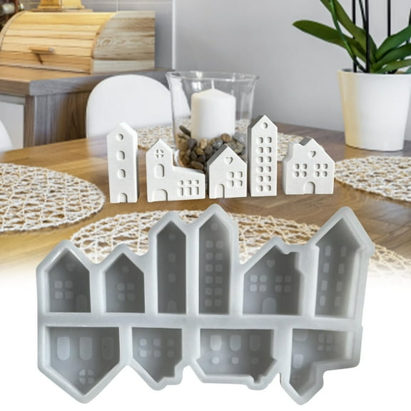 Set of 10 Nordic mini house molds, gypsum and resin casting molds for décor and craft projects
