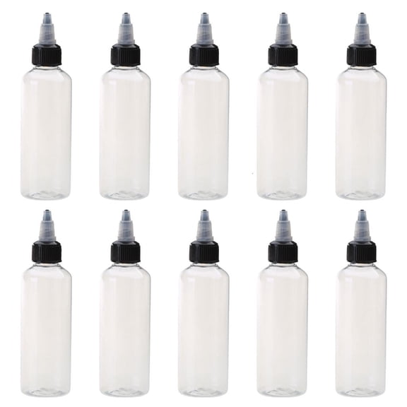 Pack of 10 Squeeze Bottles with Pointed Mouth Lid Square Bottles for Dressings and Condiments Storage Container