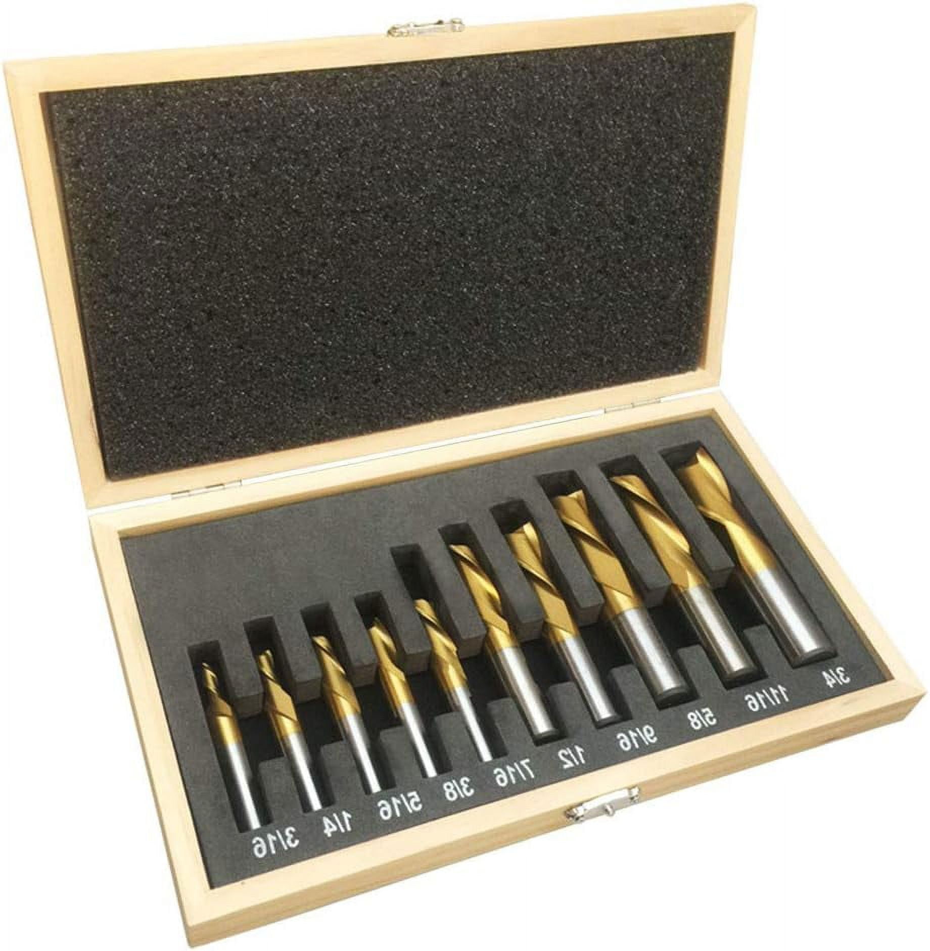 Set of 10 PC 2 Flute HSS End Mill Set Tin Coated Single End Shank Mills