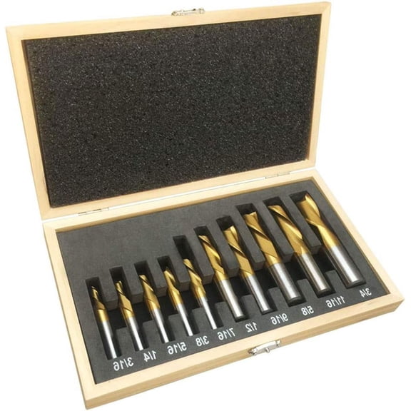 Set of 10 PC 2 Flute HSS End Mill Set Tin Coated Single End Shank Mills