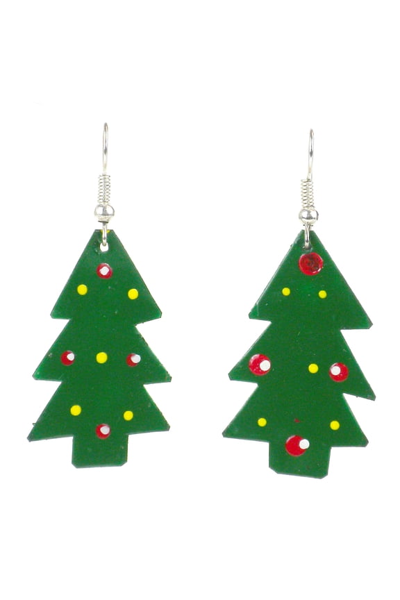 Set of 10 Painted Tin Christmas Tree Earrings Creative Alternatives