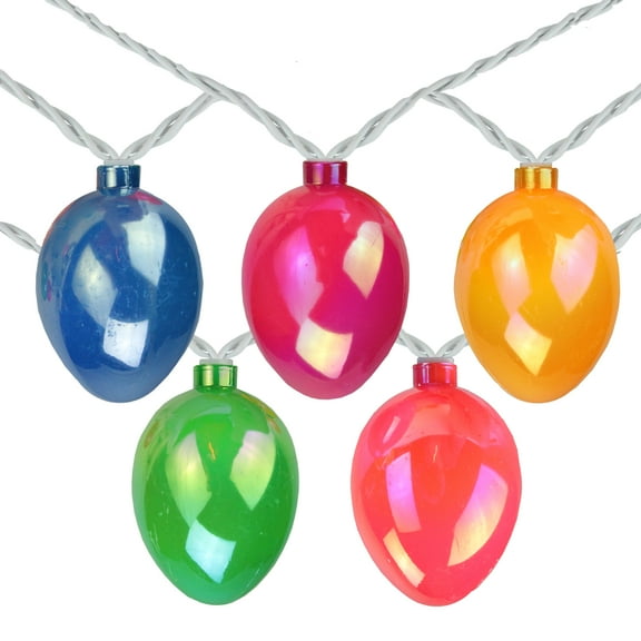 Set of 10 Pearl Multi-Colored Easter Egg Spring Holiday Lights - White Wire