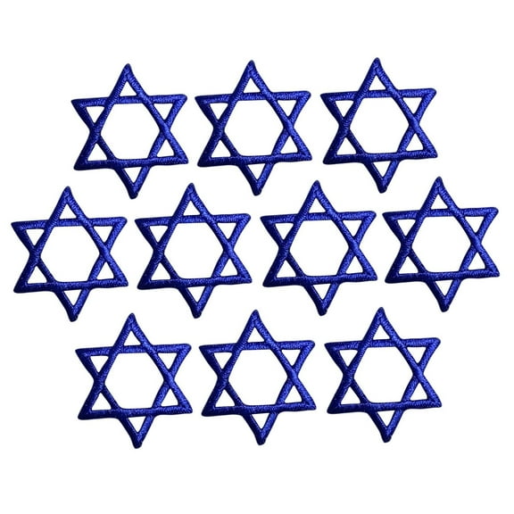 (Set of 10 Pieces) Large 2" - Royal Blue - Hanukkah - Jewish Star of David - Iron on Applique/Embroidered Patch